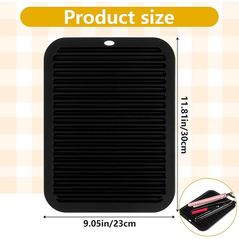 Grand Tapis En Silicone Résistant À La Chaleur 30,5 X 22,9 Cm Tapis Chauffant Professionnel pour Fer À Boucler Fer À Lisser Outils De Coiffure Tapis Plat En Silicone pour Sèche Cheveux
