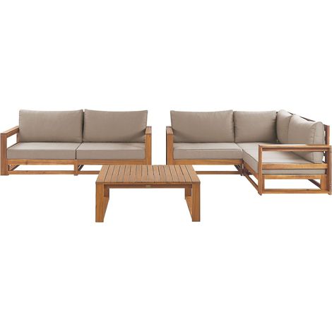 Garden Lounge Set with Table 4 Seater TIMOR Modular Certified Acacia Wood Light Brown