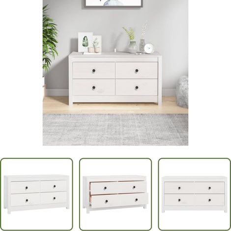 Armoire en bois - Armoire latérale Blanc 100x40x54 cm Bois de pin massif (1/5)