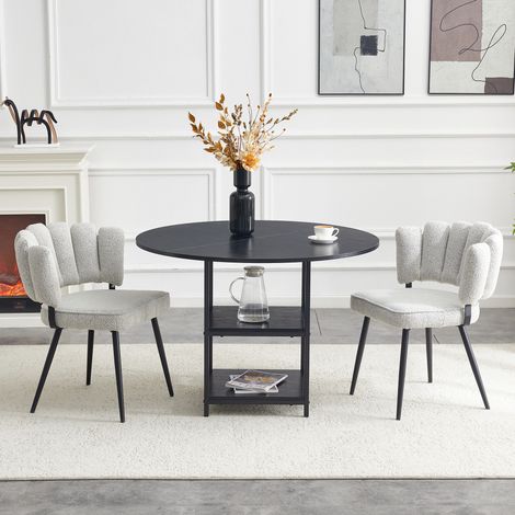 Conjunto mesa comedor redonda y 2 sillas MDF OKMYHOME (1/4)