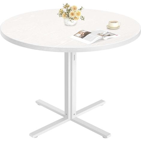 Mesa de cocina redonda para 4 personas estilo rústico superficie resistente al agua 80 cm de diámetro 748 cm de altura para salón blanco nieve 120007680 (1/5)