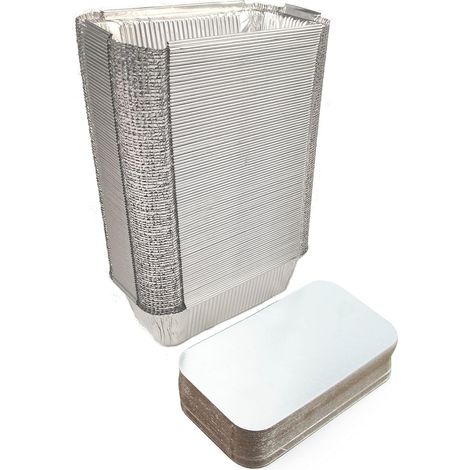 Lot de 100 Barquettes Aluminium 800ml avec Couvercle, Récipient Jetable pour Cuisson Four et Congélation, Usage Domestique (1/5)