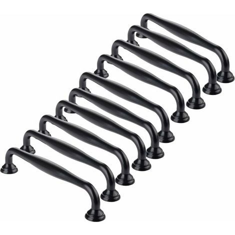 10pcs poignée meuble Noir -poignee de meuble cuisine noir Poignées de porte Tiroir Chambre entraxe 96mm,Poignées pour armoires-penderies (1/4)
