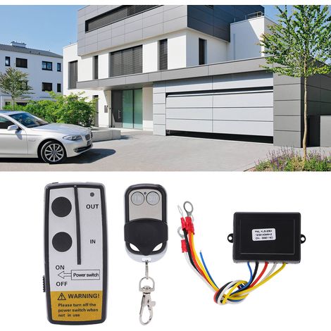 Kit de télécommande sans fil pour moteur de treuil 12 V/24 V de 23 m (75 pi) pour véhicules tout-terrain, portes de garage et treuils de bateaux (télécommande et clé livrées avec piles intégrées) (KLS (1/5)