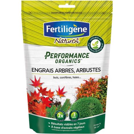 Engrais biologique pour arbres et arbustes – Formulé à base d'extraits végétaux – Résultats visibles en 7 jours – Nourrit jusqu'à 3 mois – Fertiligene