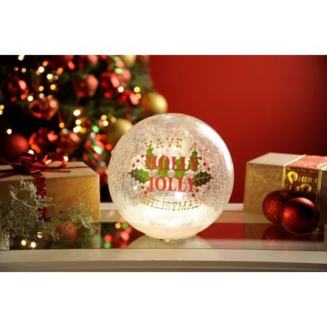 Holly Jolly Crackle Ball - 20cm - P040914