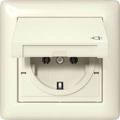 Gira Toma SCHUKO KD + Set IP44 + Marco 1f Standard 55 Blanco crema [415701], 4157 01