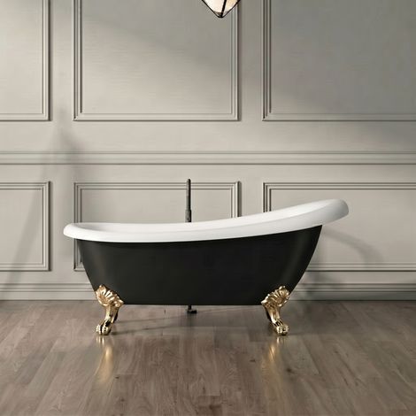 Bañera con patas RICHMOND NEGRA 171 cm patas ÁGUILA DORADAS