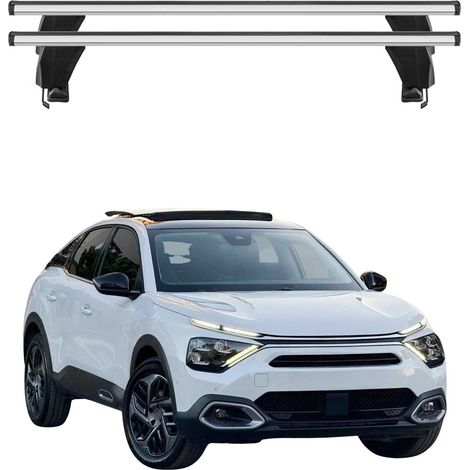 OMAC Barres de toit transversales en aluminium pour Citroën C4 2020-2026 – Antivol – Rainure en T – Testées City Crash – Charge Max 50 kg Argent (1/4)