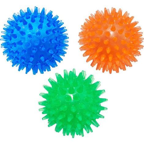 Balles pour Chiens, 3 Pcs Squeaky Ball Dogs de 6.5 cm, Balle pour Chien Indestructible, Ballon Rebondissante Spiky Jouet Durabl pour Chiens de Petite et Moyenne Taille de Petite et Moyenne Taille (1/5)
