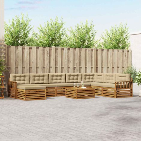 Outdoor-Sofagarnitur 9 pcs Natur und Beige Massivholz Akazie (1/5)