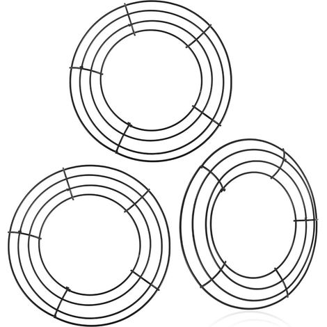 Set mit 3 runden grünen Metalldraht-Kranzstützen für DIY-Blumenkreationen zu Neujahr, Thanksgiving und Valentinstag.