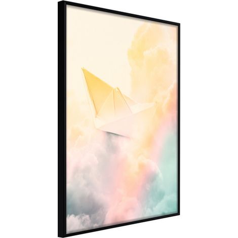 Affiche Murale Encadrée "Paper Boat" 30 x 42 cm Noir