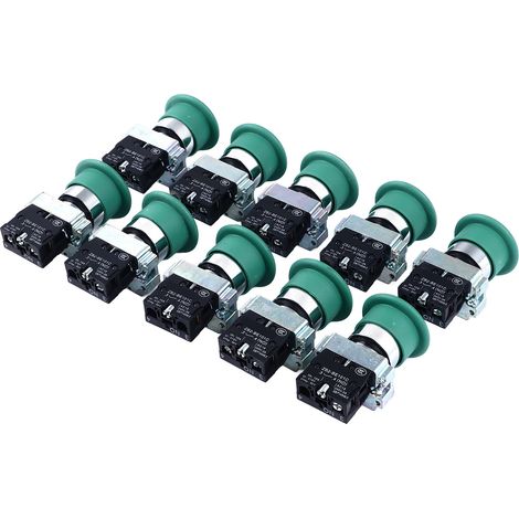 10 pièces interrupteur à bouton poussoir champignon momentané 22mm réarmement automatique marche arrêt pour équipement machine AC240V (1/5)