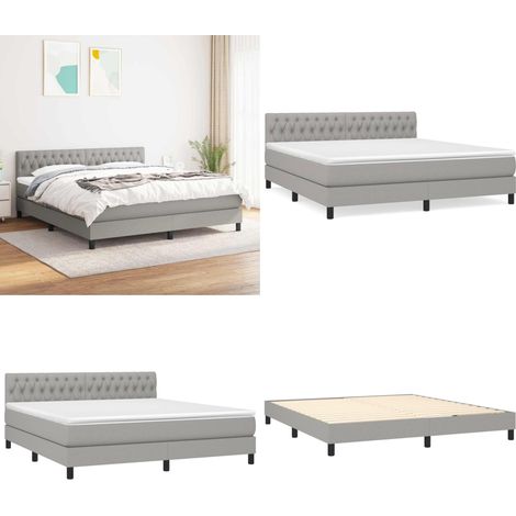 Sommier à lattes de lit avec matelas Gris clair 180x200cm Tissu - Lit Plateforme - Lit Double - Matelas Ressorts Ensachés - Literie - Chambre À Coucher - Home & Living (1/5)