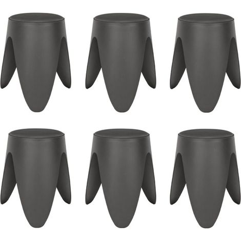 Lot de 6 Tabourets Empilables "Eve" 46cm Gris (1/5)