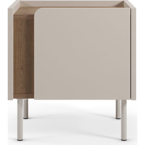 Drawer – Table de chevet contemporaine 1 porte en bois mélaminé et métal – Dimensions 47,5x45x35cm – Design scandinave avec rangement discret
