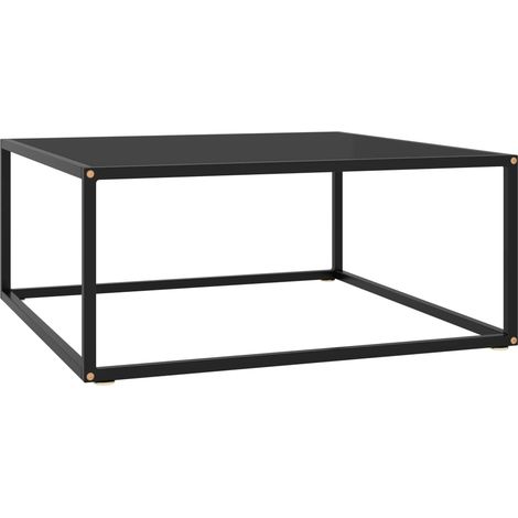 Table basse Noir avec verre noir 80x80x35 cm (1/5)