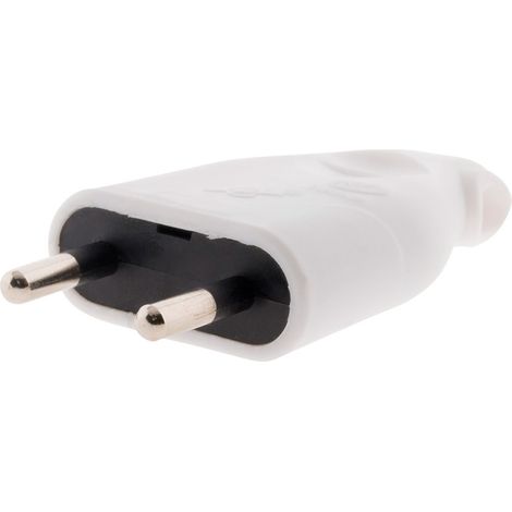 Zenitech – Fiche mâle 2P 6A latérale – Blanc – Compatible H03VVH2-F 2x0,75 mm² et HO5VV-F 2x1 mm² – Norme NF – Design ergonomique