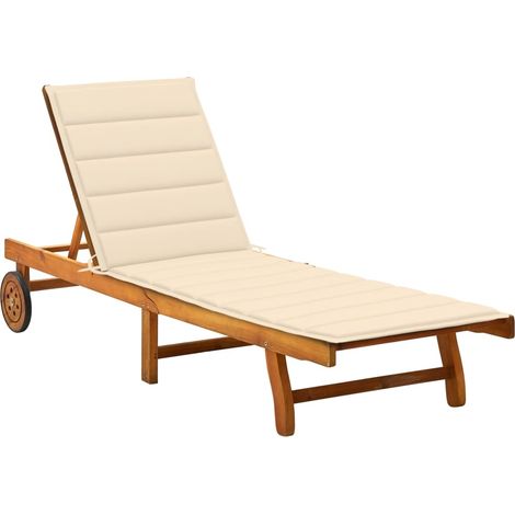 Chaise longue de jardin avec coussin Bois d'acacia solide