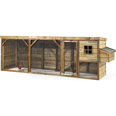 Fatmoose Hühnerstall mit Auslauf CosyChicken Cottage aus Holz - 363x95x124 cm