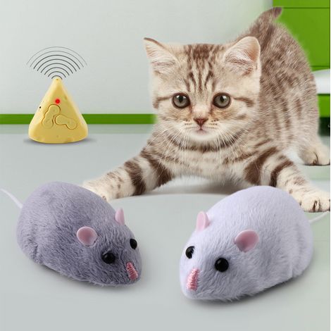 Interaktives Katzenspielzeug, ferngesteuerte, rollende elektrische Maus mit Infrarot-Fernbedienung – Scherzartikel – dunkle Farbe