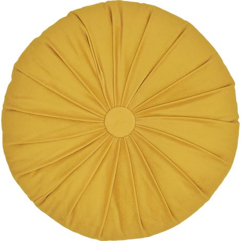 Coussin rond 40x40 cm en polyester jaune – Non déhoussable – Pour intérieur – Confort moderne et esthétique – Linnea (1/5)