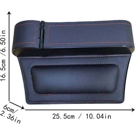 1 boîte de rangement pour siège auto, cuir PU, 25,5 x 16,5 x 6 cm, compartimenté, imperméable, pour espace entre sièges (1/5)