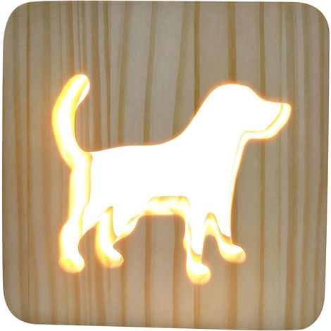 Générique Veilleuse en bois Lampe décorative chien mignon (1/5)