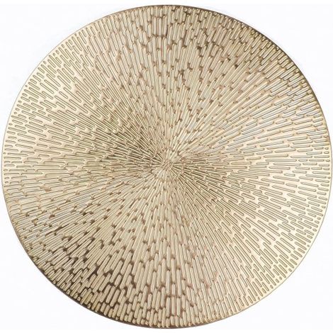 Lot de 4 sets de table ronds, couleur or métallisé, 38,1 cm, lavables, faciles à nettoyer, antidérapants, résistants aux taches et à la chaleur. (1/5)