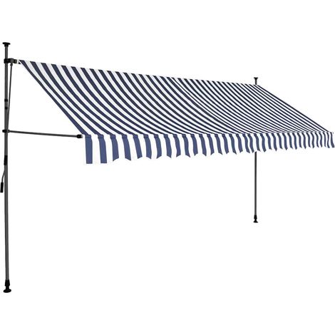 Maison Exclusive - Auvent manuel rétractable avec LED 400 cm Bleu et blanc (1/5)