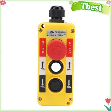Contrôleur de palan de grue, interrupteur à bouton poussoir, télécommande industrielle à 2 touches avec arrêt d'urgence pour (1/4)
