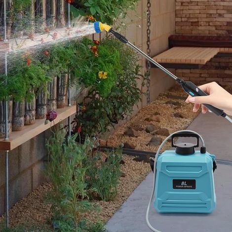 Elektrosprühgerät 8L, tragbarer Batteriesprühgerät mit Griff, mit 3 Düsen, 1,5-2h Betriebszeit, 18650 Lithiumbatterie, Pflanze, Auto, Reinigung, Garten (1/5)