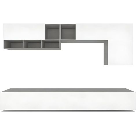 Mobile TV da Soggiorno, Parete Attrezzata 282x200 cm, Bianco/Cemento,già montato (1/4)