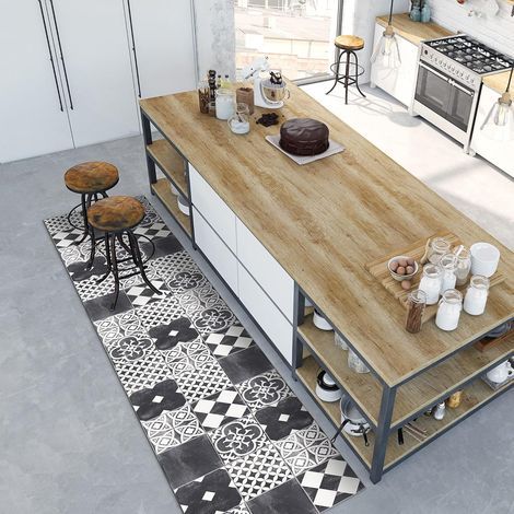 Non-slip Waterproof Fire-retardant Vinyl Floor Mat 240x50 cm for Kitchen Bathroom (1/5)