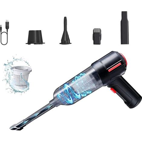 Aspirateur Voiture Puissant, Aspirateur à Main sans Fil, Aspirateur de Table Rechargeable avec Filtre Lavable pour la Maison, la Voiture, la Table, Le Type Humide et Sec