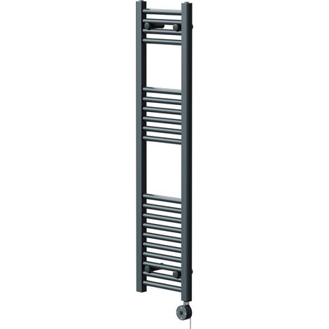 Pizarro Anthracite 1200mm x 300mm Straight Digital Thermostatic Electric Heated Towel Rail (1/5)