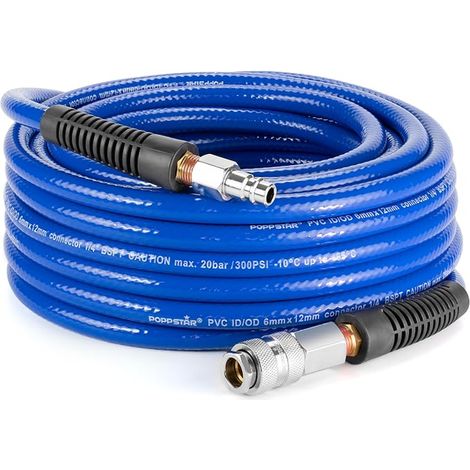 PVC Tuyau d'Air Comprimé 6/12mm, 5m, Raccord Rapide Standard, 20 bar, bleu (1/5)