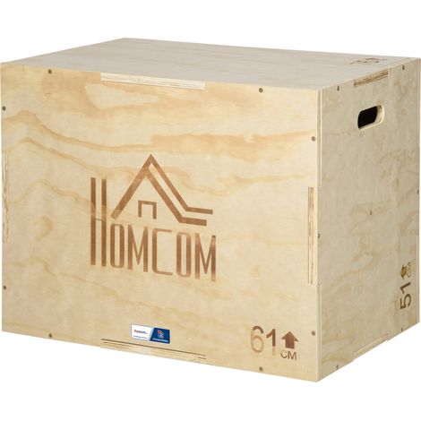 Box de pliométrie 3 en 1 pour saut, musculation et fitness - 61x51x76cm en bois - Aosom.fr x FFHandball (1/5)