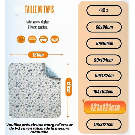 Reusable Washable Dog Training Mat (121 x 121 cm) Absorbent Leak-Proof and Non-Slip Mat Suitable for Dogs, Cats, Guinea Pigs and Rabbits (1/4)