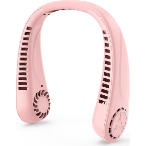 Ventilateur de cou rechargeable par USB avec affichage numérique 5 vitesses et conception portable couleur rose (1/5)