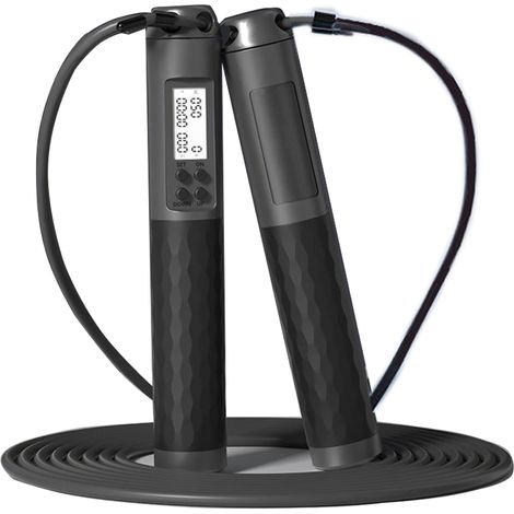 Corde à sauter lestée avec compteur, sans fil, ajustable pour exercices de fitness (1/5)