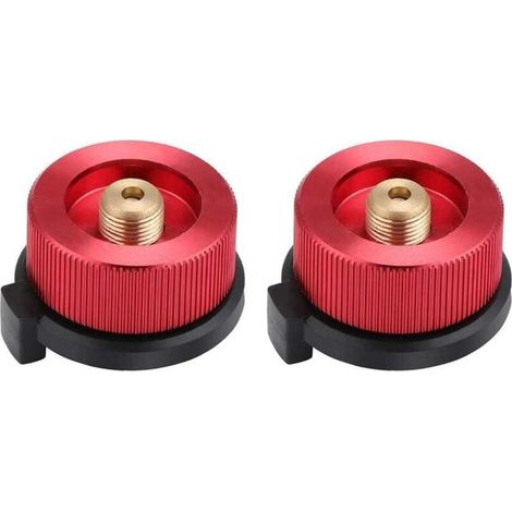 Connecteur de Réchaud de Camping, 2 pièces Adaptateur de gaz Camping, Adaptateur de Boîteille de gaz, Connecteur de Poêle pour Réchaud de Camping Brûleur Poêle (Rouge)-Fei Yu (1/5)