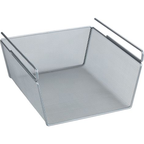 Panier de Rangement Suspendu M, Panier de Rangement pour Suspendre à Une étagère ou Placard, métal, 27x5x28x15 cm, Argent (1/4)