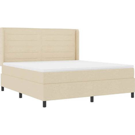 Maison Exclusive - LED Boxspringbett mit Matratze Creme 180 x 200 (1/5)