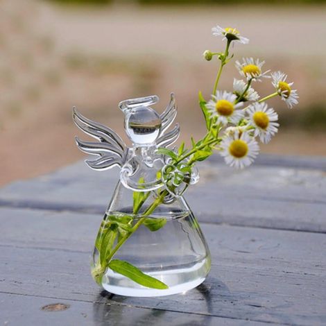 Vase En Verre Forme D Ange - Décor De Bureau Pour Plantes Miniatures - Terrarium Floral - 1 Pièce (1/4)