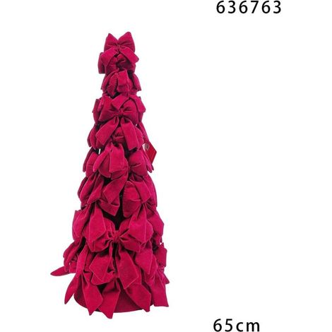 TRADE SHOP - Albero Di Natale Di Fiocchi Decorativo 65cm Ornamento Natalizio Da Appoggio Autoportante - Bordeaux (1/2)