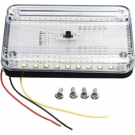 12V Lumières Toit IntéRieures Voiture, 36 LEDs RV éclairage Lampe avec Bouton, Rectangulaire Plafonnier pour Voiture Caravane Bateau Dôme Camping-car (1/4)