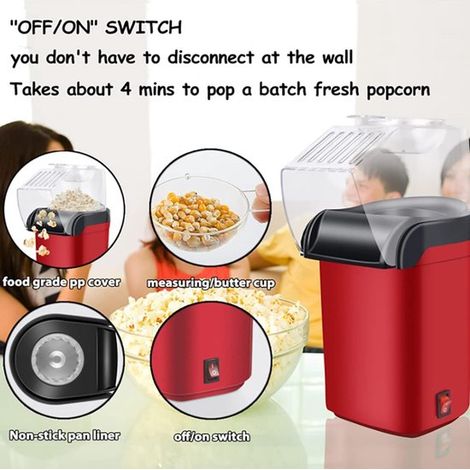 Mini Machine à Pop-Corn - Rapide et Saine - Geen Huile - 3 Minutes - Tasse de 350 ml - Sans Bpa - Électrique - Coffret Cadeau - pour la Maison (1/5)