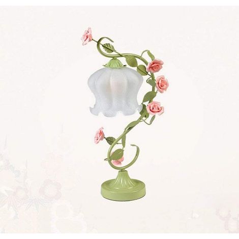 Lampe de Table Fleur Style Européen Verre Dépoli Rose Intensité Variable Chevet (1/3)